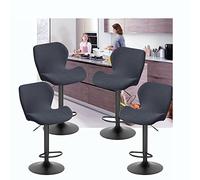 XGANGM Extensible Housse Chaise Tabouret de Bar Lot de 4/2 avec Dossier Pivotant Housse Tabouret de Bar Scandinave Incurvé Couverture Chaise Bar Haute Cuisine Salle Manger,Dark Grey,4PCS