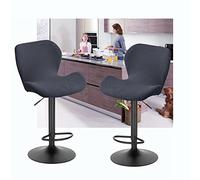 XGANGM Extensible Housse Chaise Tabouret de Bar Lot de 4/2 avec Dossier Pivotant Housse Tabouret de Bar Scandinave Incurvé Couverture Chaise Bar Haute Cuisine Salle Manger,Dark Grey,2PCS