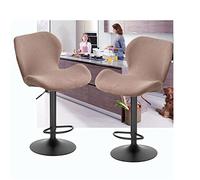 XGANGM Extensible Housse Chaise Tabouret de Bar Lot de 4/2 avec Dossier Pivotant Housse Tabouret de Bar Scandinave Incurvé Couverture Chaise Bar Haute Cuisine Salle Manger,Light Brown,2PCS