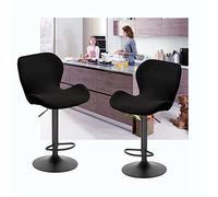 XGANGM Extensible Housse Chaise Tabouret de Bar Lot de 4/2 avec Dossier Pivotant Housse Tabouret de Bar Scandinave Incurvé Couverture Chaise Bar Haute Cuisine Salle Manger,Noir,2PCS