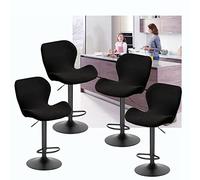 XGANGM Extensible Housse Chaise Tabouret de Bar Lot de 4/2 avec Dossier Pivotant Housse Tabouret de Bar Scandinave Incurvé Couverture Chaise Bar Haute Cuisine Salle Manger,Noir,4PCS