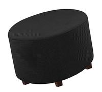 XGANGM Extensible Housse de Repose Pied Rond Housses de Pouf avec Base Élastique, S/M/L/XL/XXL Housse Tabouret Ottomans Cover Rangement Tabouret Housse de Protection,Noir,M