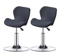 XGANGM Extensible Housses de Tabourets Pivotants de Bar/Cuisine Incurvés Housse de Chaise de Salle à Manger Courte Bar avec Dossier Lot de 4/2/6 Scandinave Couvre Tabouret de Bar,Dark Gray,2PCS