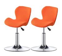 XGANGM Extensible Housses de Tabourets Pivotants de Bar/Cuisine Incurvés Housse de Chaise de Salle à Manger Courte Bar avec Dossier Lot de 4/2/6 Scandinave Couvre Tabouret de Bar,Orange,2PCS