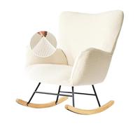 XGANGM Housses de Fauteuil à Bascule Extensibles Rocking Chair Slipcovers Housses Fauteuil Allaitement HoussesChaise à Bascule Scandinave Housses Chaise Longue,Beigewhite,2PCS