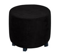 XGANGM Rond Housse Ottoman Velours Housse de Pouf Rond Extensible Housse Tabouret de Rangement Rond 46x36cm Housse de Protection pour Repose Pieds pour Salon,Noir