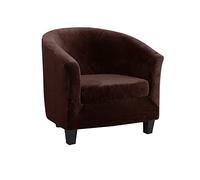 XGANGM Velours Housse de Fauteuil Crapaud 2 pièce/1Place Extensible Housse de Fauteuil Chesterfield Club Housse Fauteuil Cabriolet de Protection pour Salon Fauteuil de Club,Marron