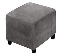 XGANGM Velours Housse de Pouf Ottomane Carrée 40x40/45x45/50x50CM Extensible Housse de Pouf Carré S/M/L/XL Housse de Protection pour Repose-Pieds Housse Tabouret de Rangement,Gris,1Medium