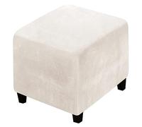 XGANGM Velours Housse de Pouf Ottomane Carrée 40x40/45x45/50x50CM Extensible Housse de Pouf Carré S/M/L/XL Housse de Protection pour Repose-Pieds Housse Tabouret de Rangement,Beige,1Medium