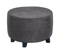 XGANGM Velours Housse de Pouf Ronde Extensible Housse Ottomane Cover Diamètre Supérieur 45/50/60/90cm Housse de Protection pour Repose Pieds Housse Tabouret Rangement,Gris,1Medium