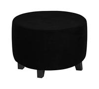 XGANGM Velours Housse de Pouf Ronde Extensible Housse Ottomane Cover Diamètre Supérieur 45/50/60/90cm Housse de Protection pour Repose Pieds Housse Tabouret Rangement,Noir,1small