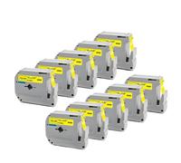 XGdEKA 10pk Noir sur Blanc M-K231 Étiquettes compatibles Rape d'étiquetage 12 mm Fonctionne avec MK 231 MK-231 Maker Maker M Tape Compatible avec Le Dispositif d'étiquetage(10PK-Black on Yellow)