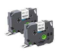 XGdEKA 2PCS 5PCS 18 mm Tze241 Tapis d'étiquette Compatible TZ 241 Noir sur Bande laminée Blanche Fonctionne avec Une Machine à étiqueter(2PK Black on White)