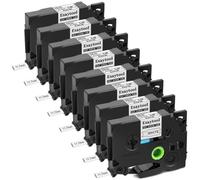 XGdEKA 3 5 8 10 pc Bandes de rétrécissement Thermique compatibles avec Le Ruban de Fabricant d'étiquettes Compatible avec HSE-231 HS-631 Fonctionne avec l'imprimante PT-P750W(8PK Black on White)