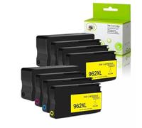 XGdEKA 4 Pack 8 Pack rendement 962xl 962 Cartridge Encre Noir et tri-Couleur Travaille avec OfficeJet Pro 9010 9015 9020 9025 9026 9029 Printers(8PK Black and Color)
