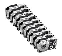 XGdEKA 5PCS 10PCS XR12WE Ribbon d'étiquette Compatible Compatible avec KL-60 KL-100 L'imprimante d'étiquette Fonctionne avec XR-12WE XR-12YW XR-9WE XR-9YW 9mm 12mm(10PK Black on White)