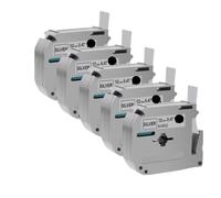 XGdEKA 5PCS MK-231 M-K231 MK231 MK-131 MK Tape Adhesive Label Compatible avec l'imprimante d'étiquette PT-70 PT-80(5PK Black on Silver)