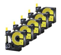 XGdEKA Étiquette de Tubes thermorétractables de 6mm, 5 Paquets, A18052, Noir sur Jaune, Compatible avec l'imprimante Rhion 4200 450 Duo