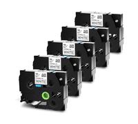 XGdEKA Ruban d'étiquettes en Fil d'identification Flexible, 5 pièces, 12mm, Compatible avec Le Fabricant d'étiquettes TZe FX231 TZ FX231 PT D600 D210 P700 P710BT(18mm Black on White)