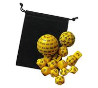 Xgdsnly 15 Pièces Polyèdres Dés Set Dés pour Jeux Mathématiques Aide à La Réflexion Accessoires Acryliques Portable Adaptés Aux Groupes D'Étude et Espaces Lud, jaune