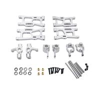 Xgdsnly 16 Pièces Pièces Détachées Voiture RC Bras Liaison Moyeu Direction C Siège Métallisé Compatibles Wltoys 124018 124019 144001 Adapté Réparation DIY, Argent