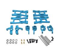 Xgdsnly 16 Pièces Pièces Détachées Voiture RC Bras Liaison Moyeu Direction C Siège Métallisé Compatibles Wltoys 124018 124019 144001 Adapté Réparation DIY, Bleu
