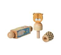 Xgdsnly 2 Pièces Jouet Puzzle Rotatif Enfants Jouet D'Assemblage Bois Torsadé Bloc Préhension Formes Multi-Patte Convient pour Activités Préscolai, Lion