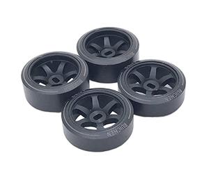 Xgdsnly 4 Pièces Pneus Voiture RC Alliage Caoutchouc Jantes Résistantes Rechange Amélioré Convient pour Modèle Réduit Expositions Jeux de Collection Loisirs