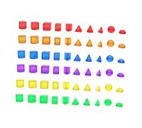 Xgdsnly 60 Pièces de Formes Géométriques 3D, Blocs de Construction Sensoriels, Jouets d'apprentissage des Couleurs et des Formes, Solides à Manipuler pour Enseignement des Mathématiques en Maternelle