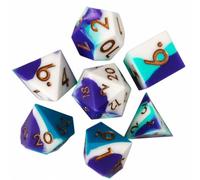 Xgdsnly 7 Piè Dés Boîte Vitrée Sensoriel | Polyédrique, Dés en Silicone, Facile à Lire, Bleu