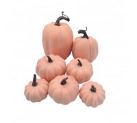 Xgdsnly 7 Pièces Citrouille Artificielle Rustique Citrouille Décorative Automnal Tour Citrouilles En Mousse pour Halloween , Orange, Doré , Ensemble De 7 Citrouilles Orange Et Or