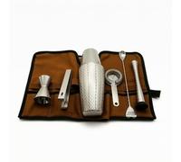 Xgdsnly 7 Pièces Set à Cocktail acoche En Acier Inoxydable Kit Cocktail Portable Pratique Ensemble d’accessoires Bar pour Fêtes, Ensemble De 7 Pièces Boston Gravé En Losange Sans Base