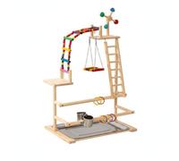 Xgdsnly Bird Training Stand pour UX Perchoir Échelle Balançoire Plateau Amovible Bois et Acier Inoxydable avec Mangeoires Convient au Dressage à la Maison Salon