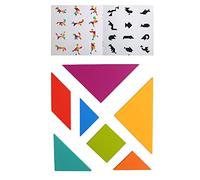 Xgdsnly Blocs de Motifs Formes Géométriques Ensemble Puzzle Tangram en Bois Jeu Éducatif Créatif pour Développement de l'Imagination Convient à Cadeau Jeux à