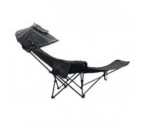 Xgdsnly Chaise Lune à Auvent Inclinaison Réglable Siège Pliant avec Auvent Dossier Haut Chaise de Camping Inclinable pour Repos Plein Air, Pique-Nique, Noir