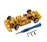 Xgdsnly Châssis de Voiture Électrique RC Cadre Plateforme Kit Ensemble Aluminium Intégral pour 1/28 avec Empattement Réglable 175mm×76mm Tenue Renforcée, Or
