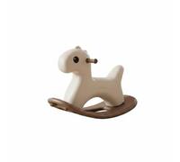 Xgdsnly Cheval à Bascule Enfant Jouet Bébé Balançoire Polyéthylène Poignée Ergonomique Siège Confortable Base Élargie Anti-Bascule Matériau sans Odeur avec, Beige Camel, avec Bande
