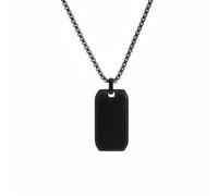 Xgdsnly Collier Plaque Bords Biseautés Ne Ternit Pas Collier Plaque Miroir Poli Dog Tag En Acier, Noir