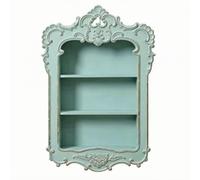 Xgdsnly Étagère Murale Décorative Support Mural Compartiments Superposés Niche Centrale Cadre Sculpté Baroque Bois Aspect Patiné Adaptée à Entrée Chambre Salon, Vert Menthe Clair