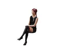 Xgdsnly Figurine Diorama Figurine Fille Miniature Architecture Résine Décor Peinte Accessoire de Construction Adaptée à La Décoration de Bureau Jardin, Noir assis