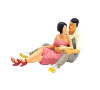 Xgdsnly Figurine Miniature Couple Résine Caractères Maquette Décor Micro Cosy Accessoires DIY Adaptée à La Décoration Réalisation Ma, Assis Rose