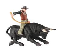 Xgdsnly Figurine Miniature de Taureau de Rodéo, Modèle de Cowboy avec Des Détails Réalistes et Une Valeur éducative pour Les Jeux de Rôle, Les Projets de Bric, attaque de taureau noir