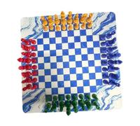 Xgdsnly Four Player Chess Jeu d'Échecs Portable avec Pièces d'Échecs Internationales Échiquier Caoutchouc Pièces d'Acrylique et Pp Adapté aux Adultes Enfants, Style D
