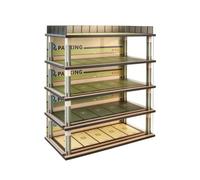 Xgdsnly Garage en Bois avec Éclairage Multi-Niveau Parking Miniature Transparent Vitrine avec Couvercle Anti-Poussière pour Étagère, Cinq Couches