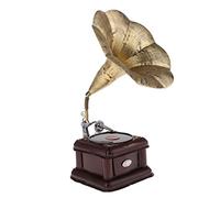 Xgdsnly Gramophone Décoratif Vintage en Fer Forgé, Idéal pour Le Salon, Le Bureau, Un Café Ou Un Bar. Cette Réplique de Phonographe Est Un Ornement en Fer for, d'or