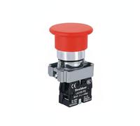 Xgdsnly Interrupteur à Bouton-poussoir 22 Mm Rond Commutateur Momentané Commande de Panneau Contacteur Électrique Corps en Alliage Auto-réarmement IP65 Adapté, Red, 1NC Bc42