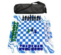 Xgdsnly Jeu D'échecs à Quatre Jeurs Brillant Échiquier International 35 × 35 Cm Coloré Échiquier à Bleu pr Familles, lles,