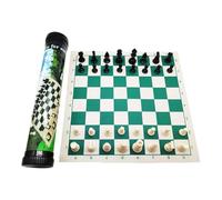 Xgdsnly Jeu d'Échecs Portable Comprenant Échiquier Roulable Tube de Rangement Pièces Légères et Plateau Compact en PP et PVC Adapté pour Famille Initiation, 43cmx8cmx8cm
