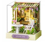 Xgdsnly Kit Maison Miniature DIY avec Couverture-Poussière Kit Maison Poupées Miniature Fait Main Diorama Magasin à Assembler pour Adolescents, Afternoon Tea