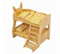 Xgdsnly Lit Superposé Maison Poupée à Étages Lit Superposé Poupée avec Escalier Meuble pour Enfants, Collectionneurs, Chambre d'enfant, Lit Superposé Lapin avec Couette Canard